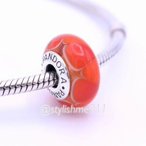 Authentic PANDORA Captivating Orange Red Hot Murano Glass Bead - 790639